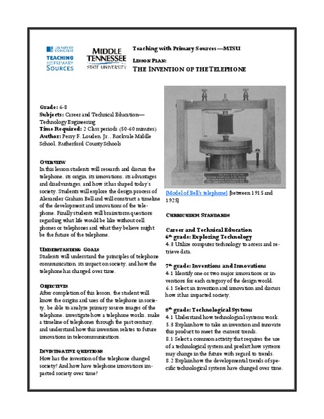 The Invention of the Telephone Lesson Plan