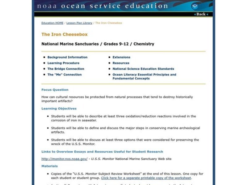 The Iron Cheesebox Lesson Plan