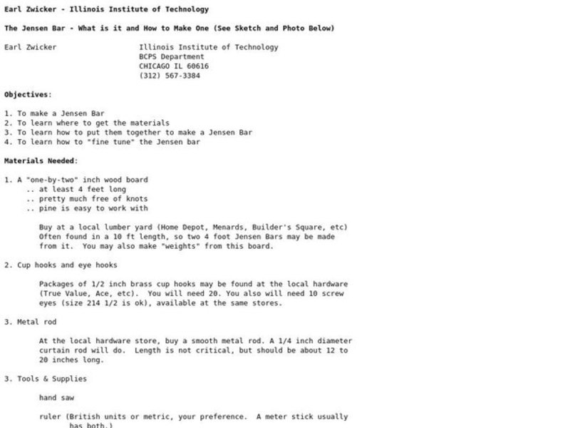 The Jensen Bar - What is It and How to Make One Lesson Plan