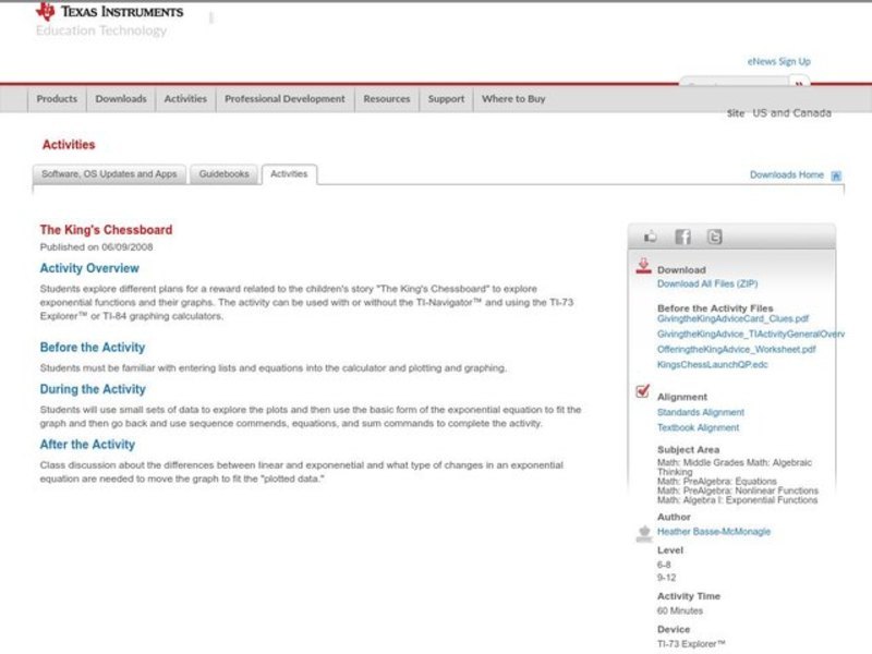 The King's Chessboard Lesson Plan