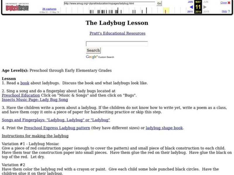 The Ladybug Lesson Lesson Plan