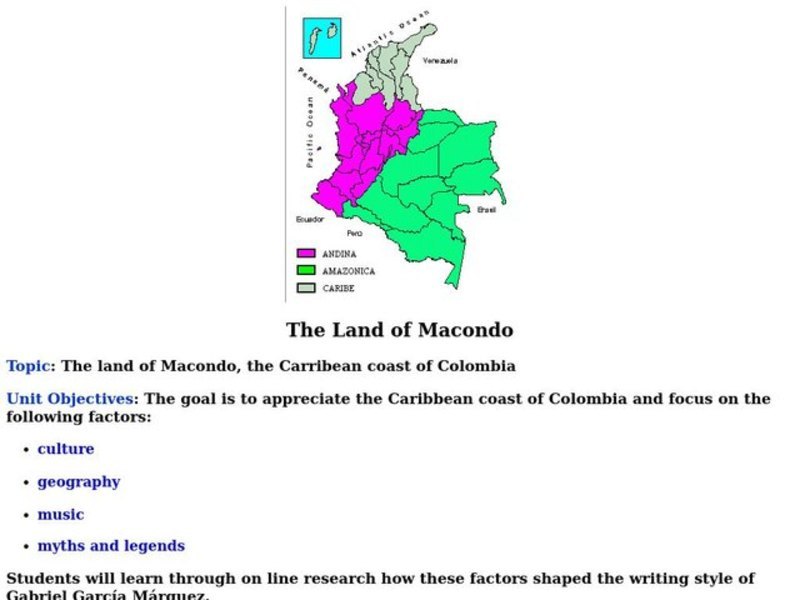 The Land of Macondo Lesson Plan