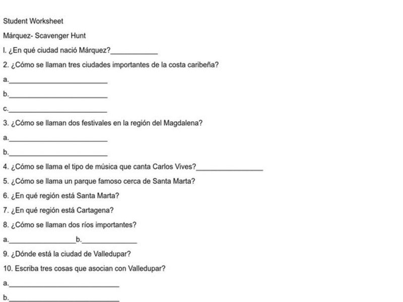 The Land of Macondo Lesson Plan