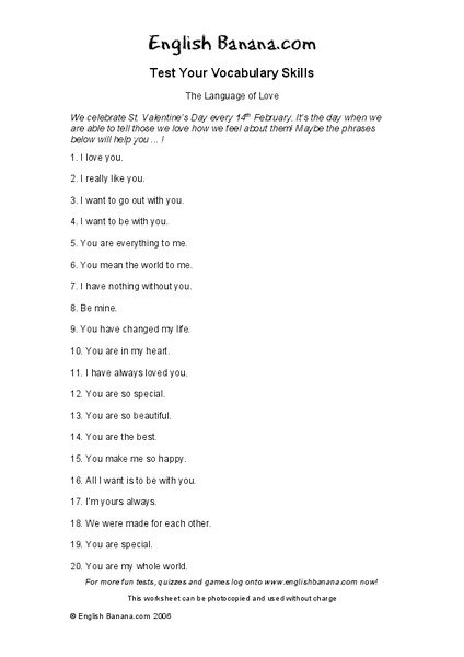 The Language of Love Handout