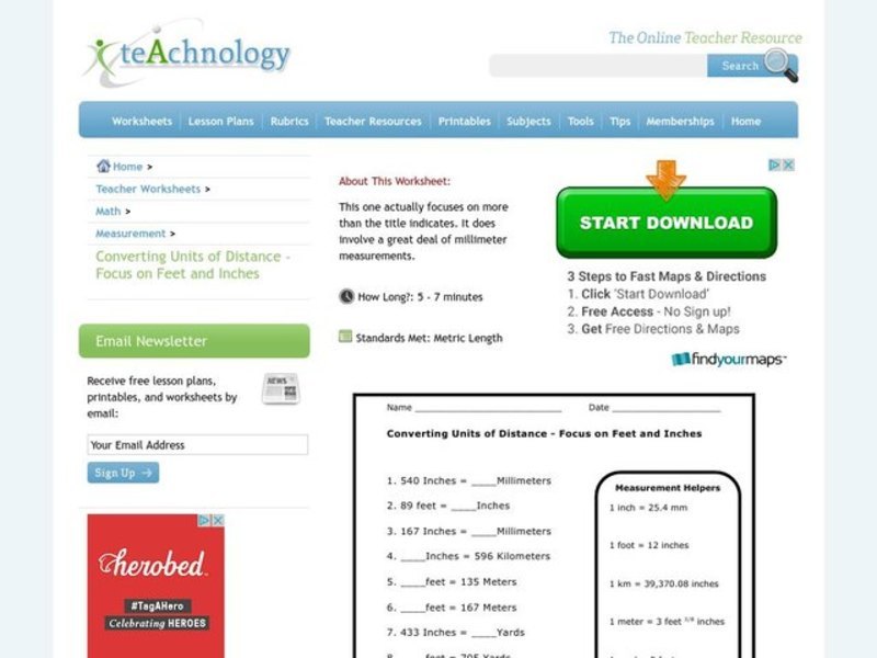 The Largest Metric Measurements Worksheet