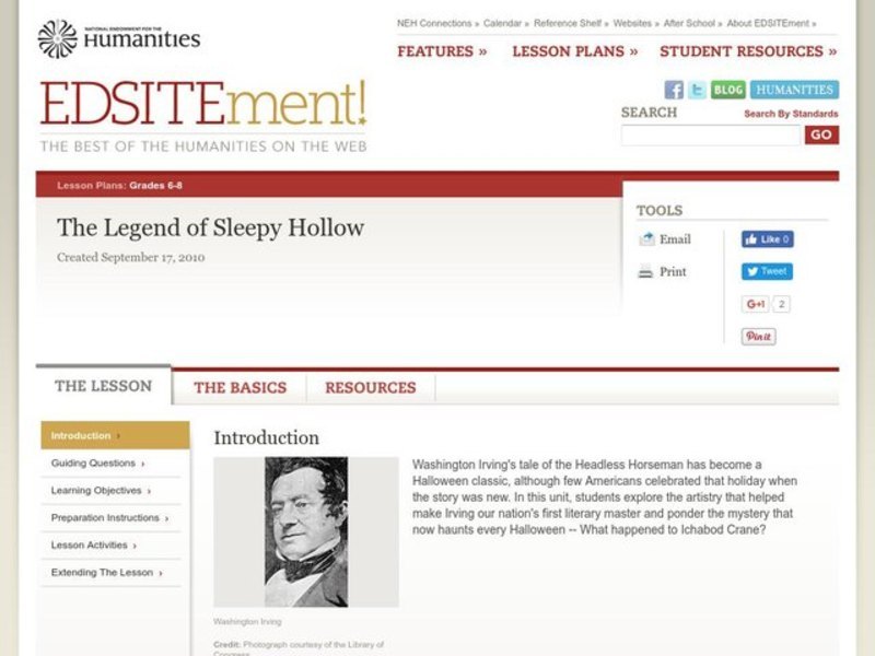 The Legend of Sleepy Hollow Lesson Plan