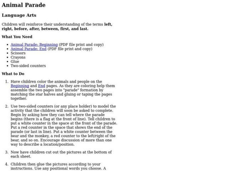 Animal Parade Lesson Plan