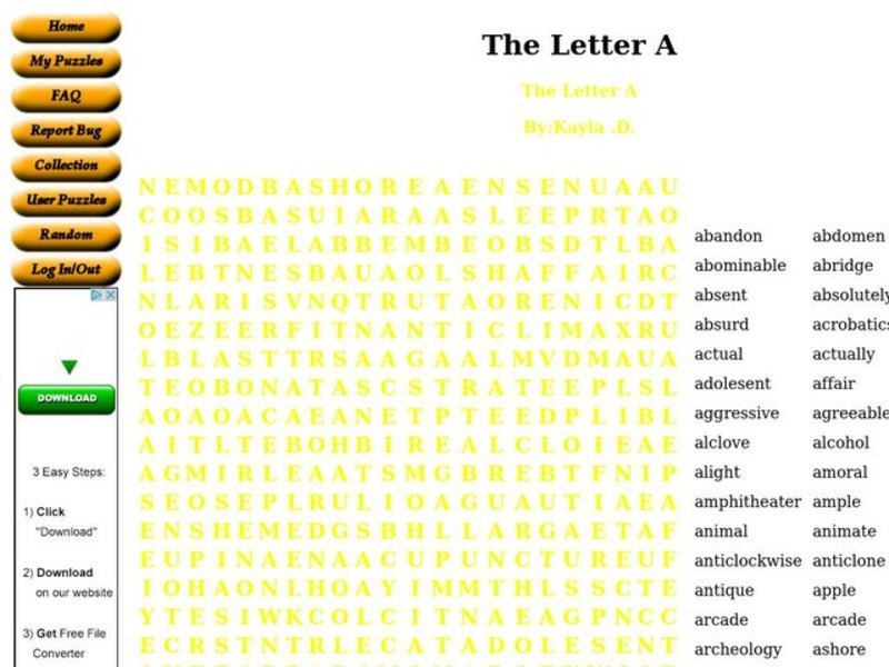 The Letter A Worksheet
