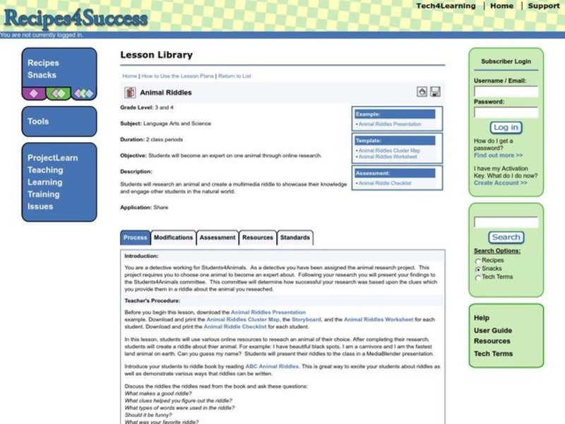 Animal Riddles Lesson Plan