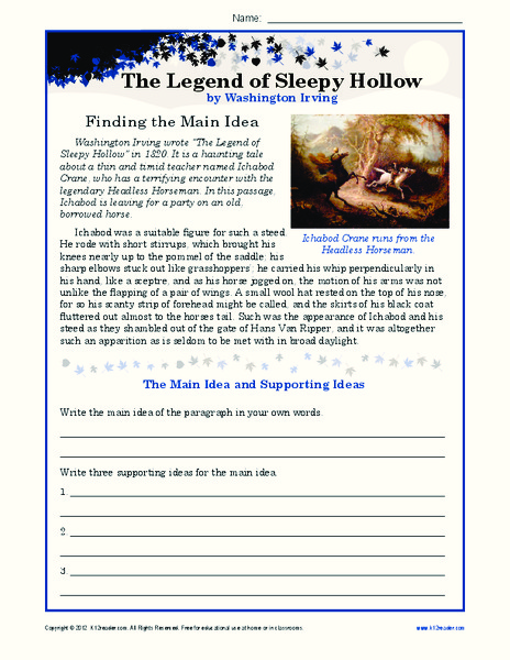 The Legend of Sleepy Hollow Worksheet
