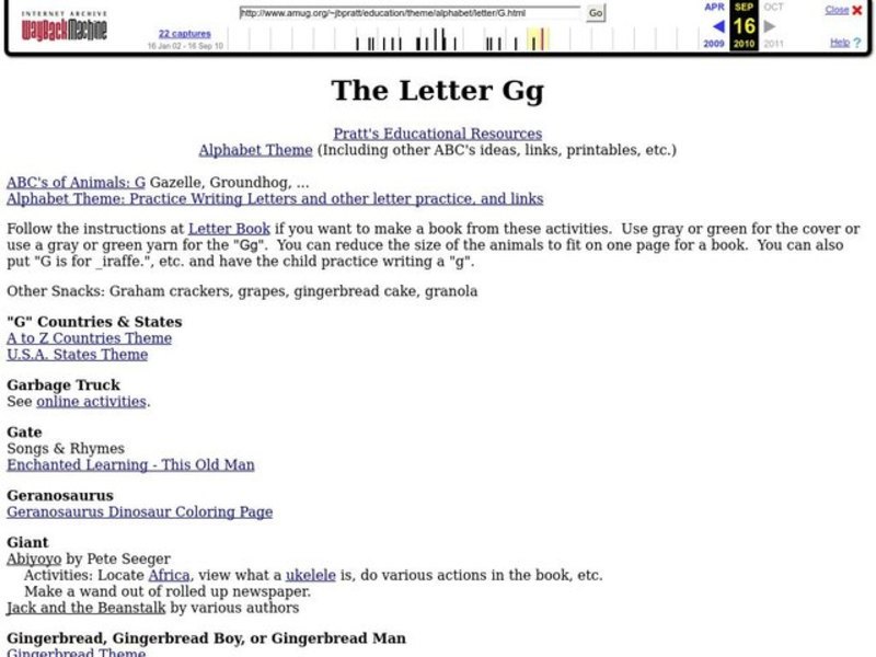 The Letter Gg Lesson Plan