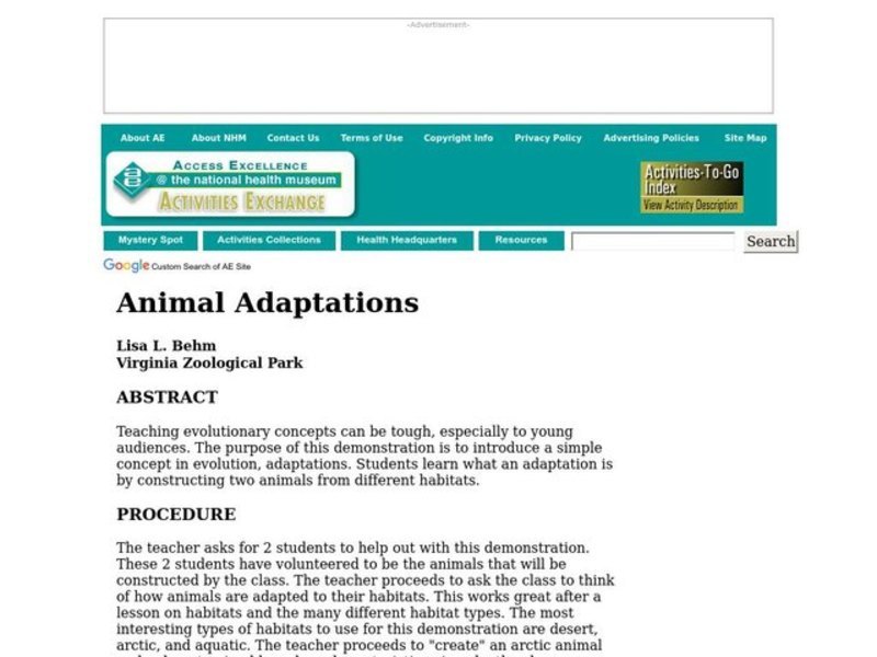 Animal Adaptations Lesson Plan