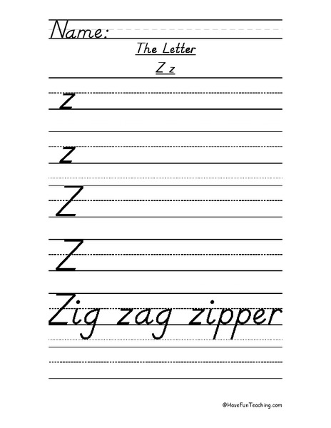 The Letter Z Worksheet