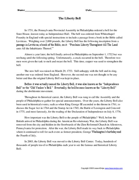 The Liberty Bell Worksheet