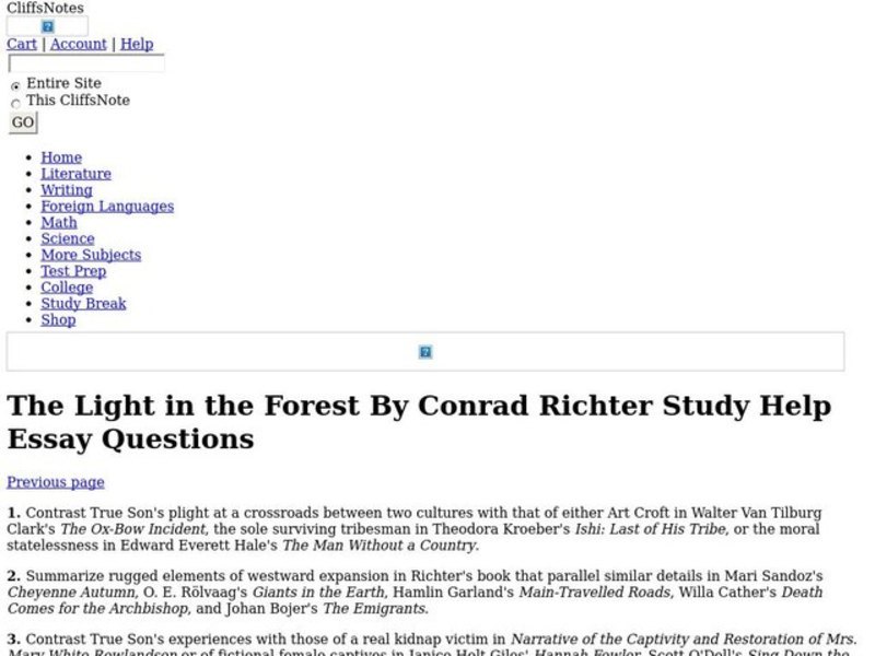 The Light in the Forest by Conrad Richter Interactive