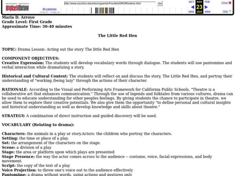 The Little Red Hen Lesson Plan