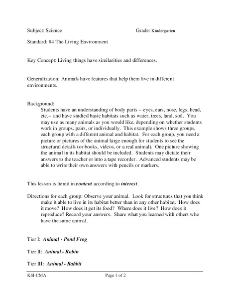 The Living Environment Lesson Plan