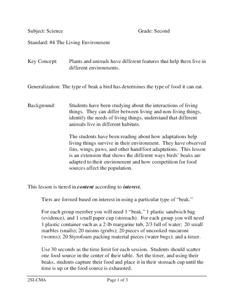 The Living Environment Lesson Plan