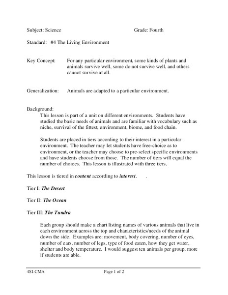 The Living Environment Lesson Plan