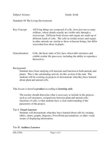 The Living Environment Lesson Plan