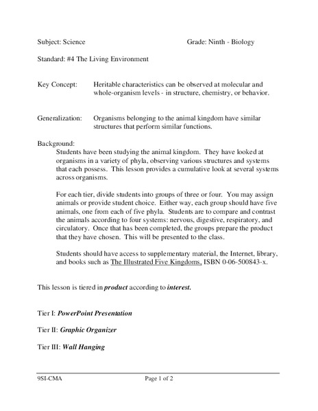 The Living Environment Lesson Plan