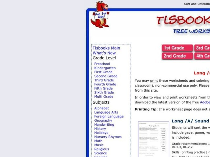 The Long A Sound Worksheet