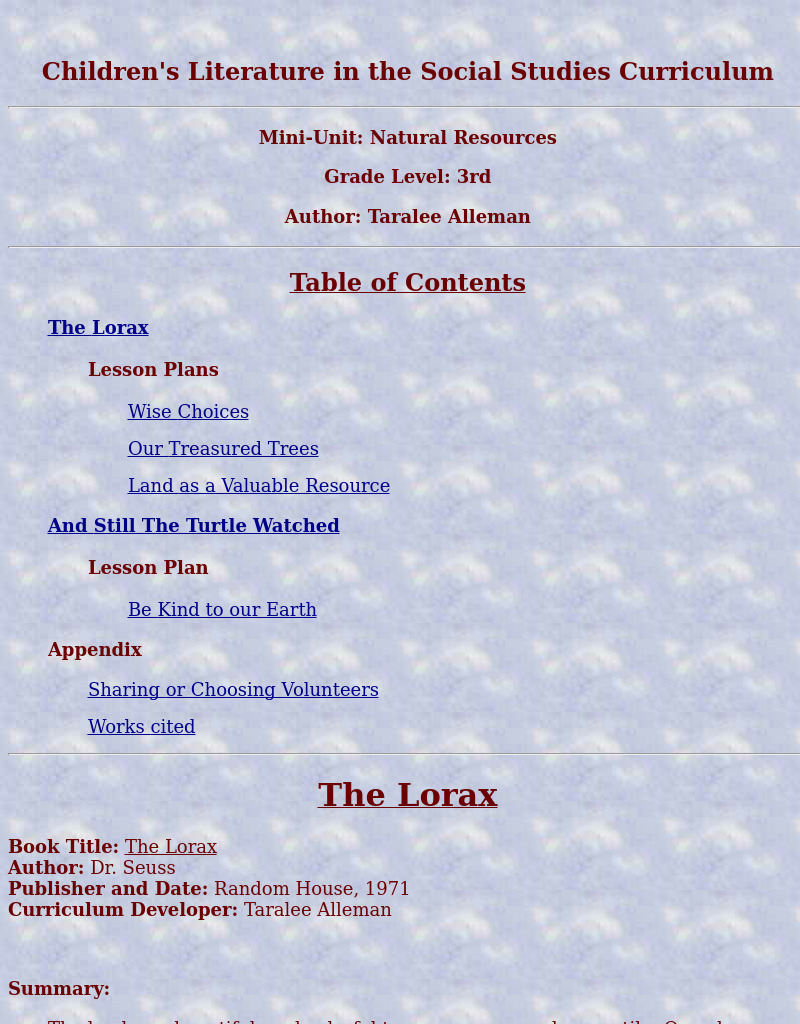 The Lorax Lesson Plan