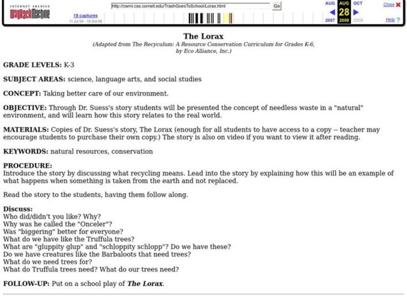 THE LORAX Lesson Plan