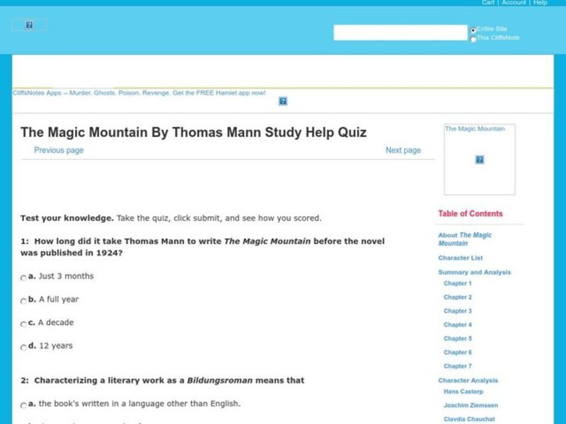 The Magic Mountain by Thomas Mann Interactive