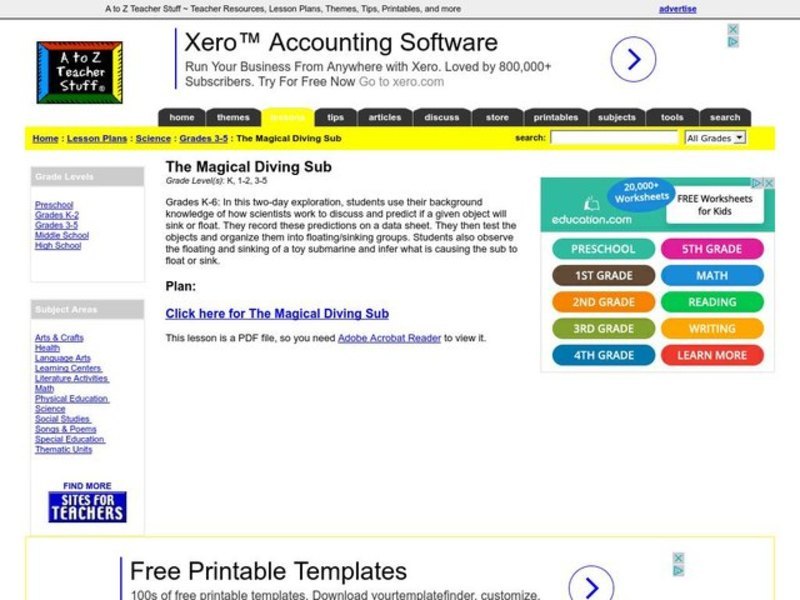 The Magical Diving Sub Lesson Plan