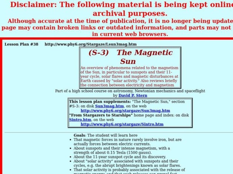 The Magnetic Sun Lesson Plan