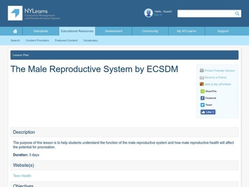 The Male Reproductive System Lesson Plan