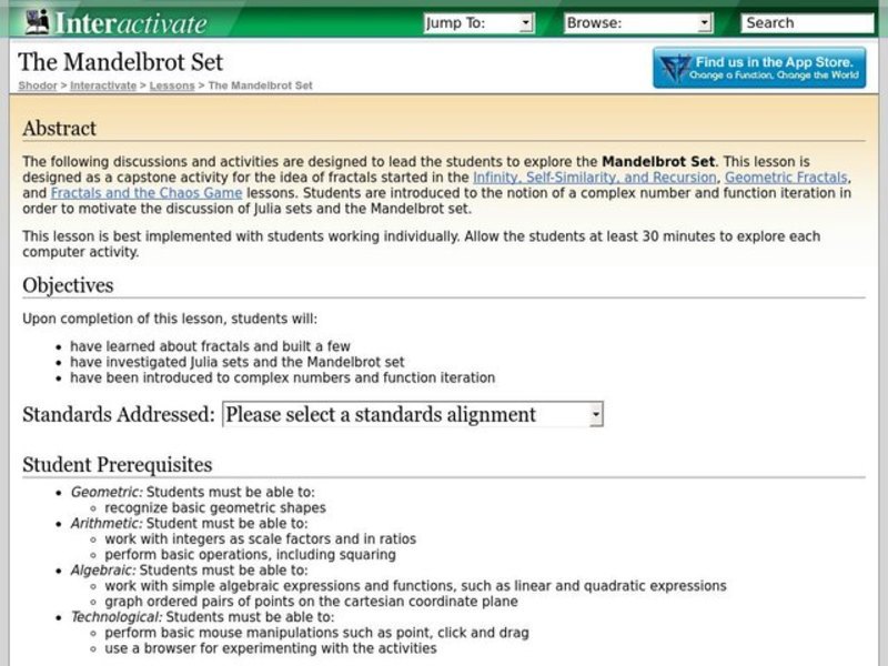 The Mandelbrot Set Lesson Plan
