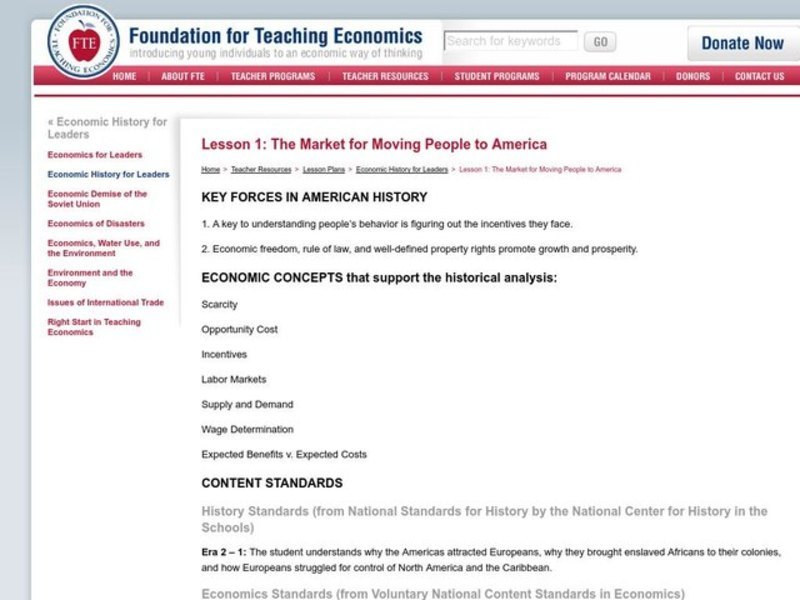 The Market for Moving People to America, 1610-1775 Lesson Plan