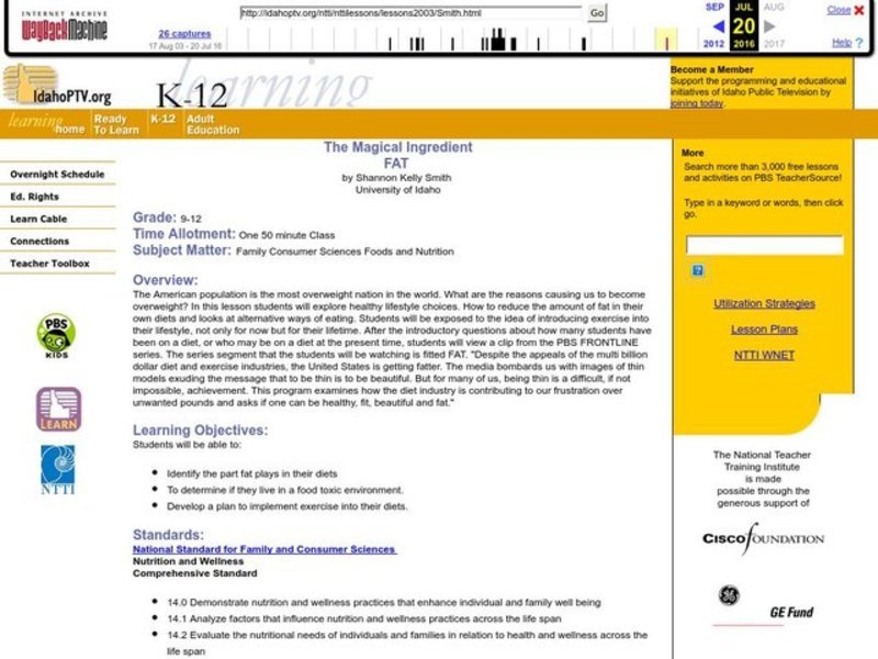 The Magical Ingredient: Fat Lesson Plan