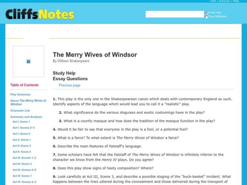 The Merry Wives of Windsor by William Shakespeare Interactive