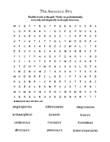 The Mesozoic Era Worksheet