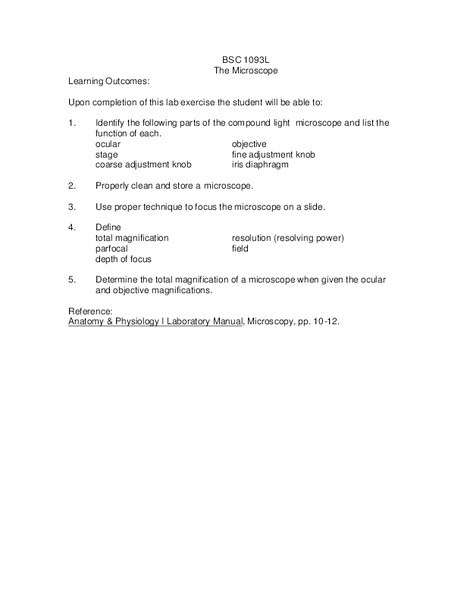 The Microscope Lesson Plan