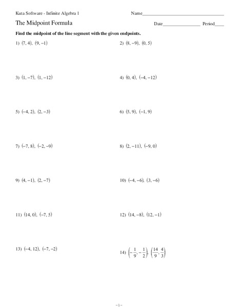 The Midpoint Formula Worksheet