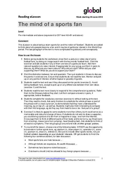 The Mind of a Sports Fan Lesson Plan