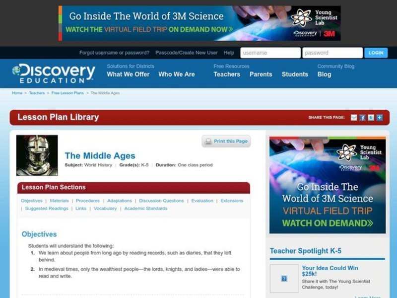 The Middle Ages Lesson Plan