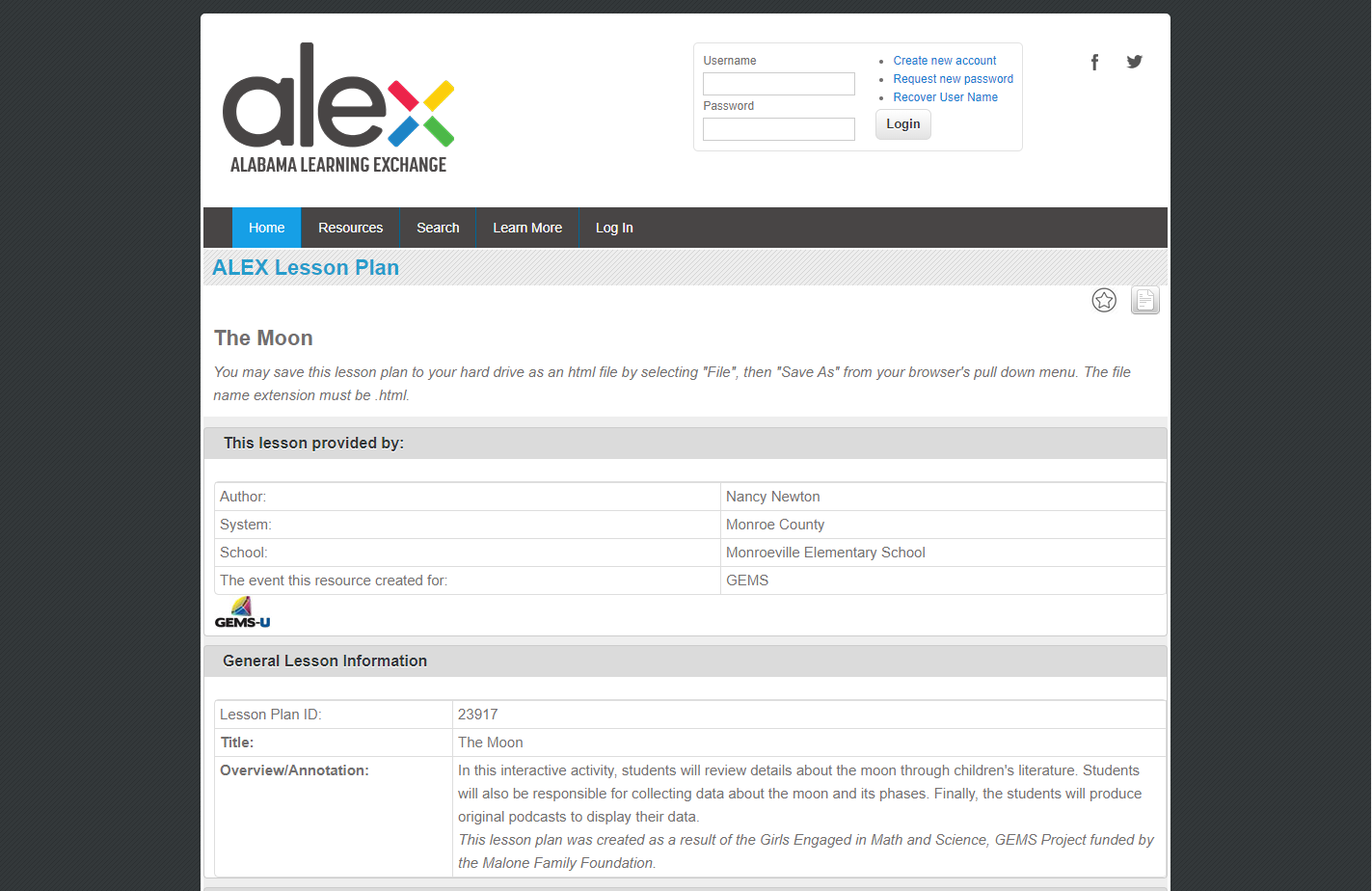 The Moon Lesson Plan