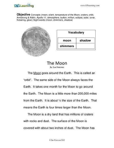The Moon Worksheet