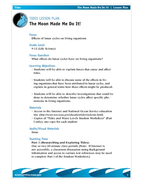 The Moon Made Me Do It! Lesson Plan