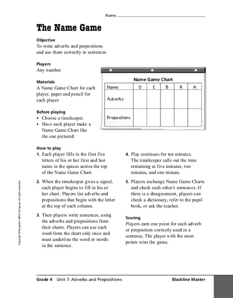 The Name Game Worksheet