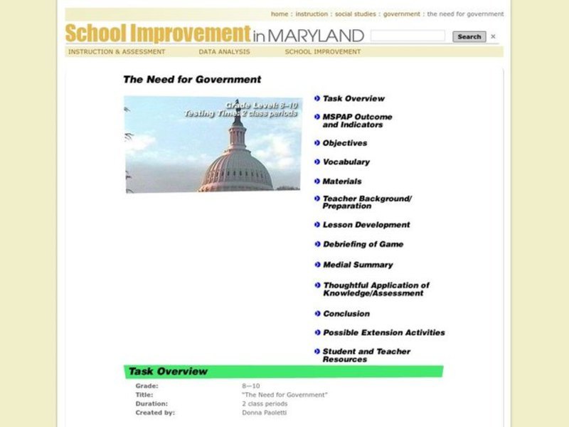 The Need for Government Lesson Plan