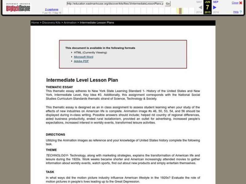 Animation Lesson Plan