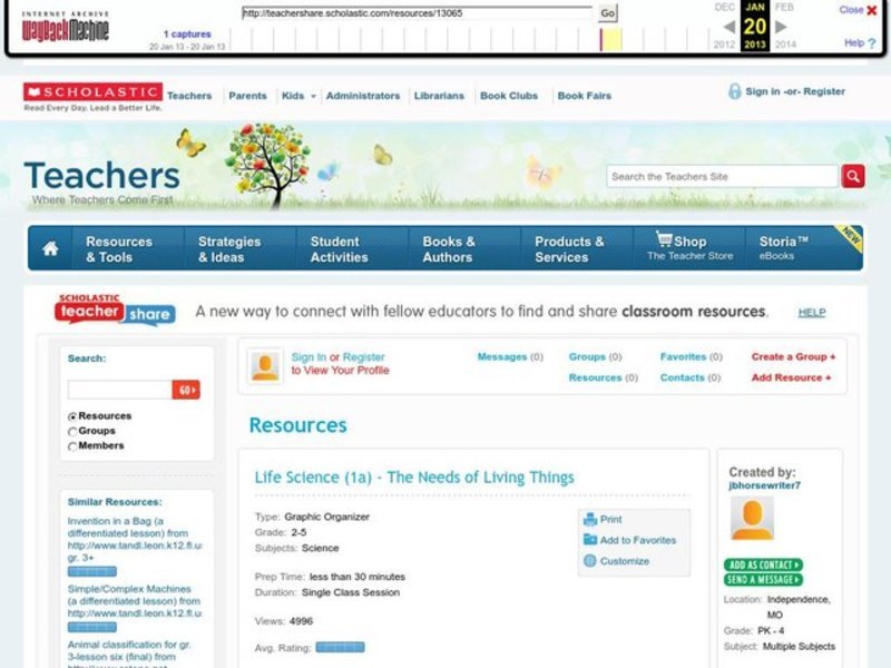 The Needs of Living Things Lesson Plan