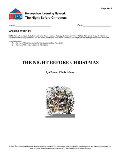 The Night Before Christmas Worksheet