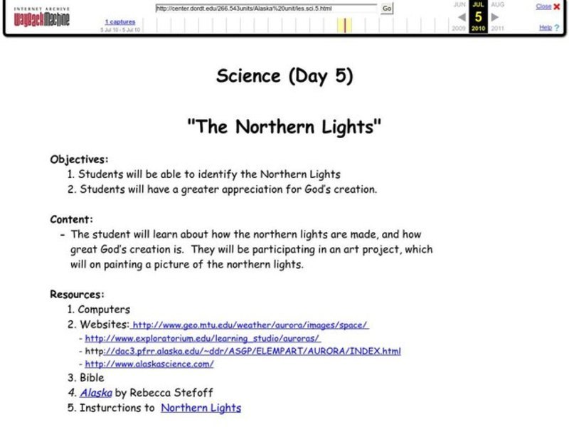 The Northern Lights Lesson Plan